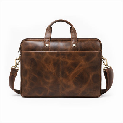 Premium Genuine Leather Laptop Bag-TAN