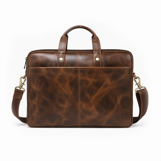 Premium Genuine Leather Laptop Bag-TAN