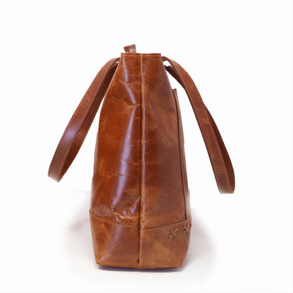Zelora Paris Brown Leather Tote Bag for Women