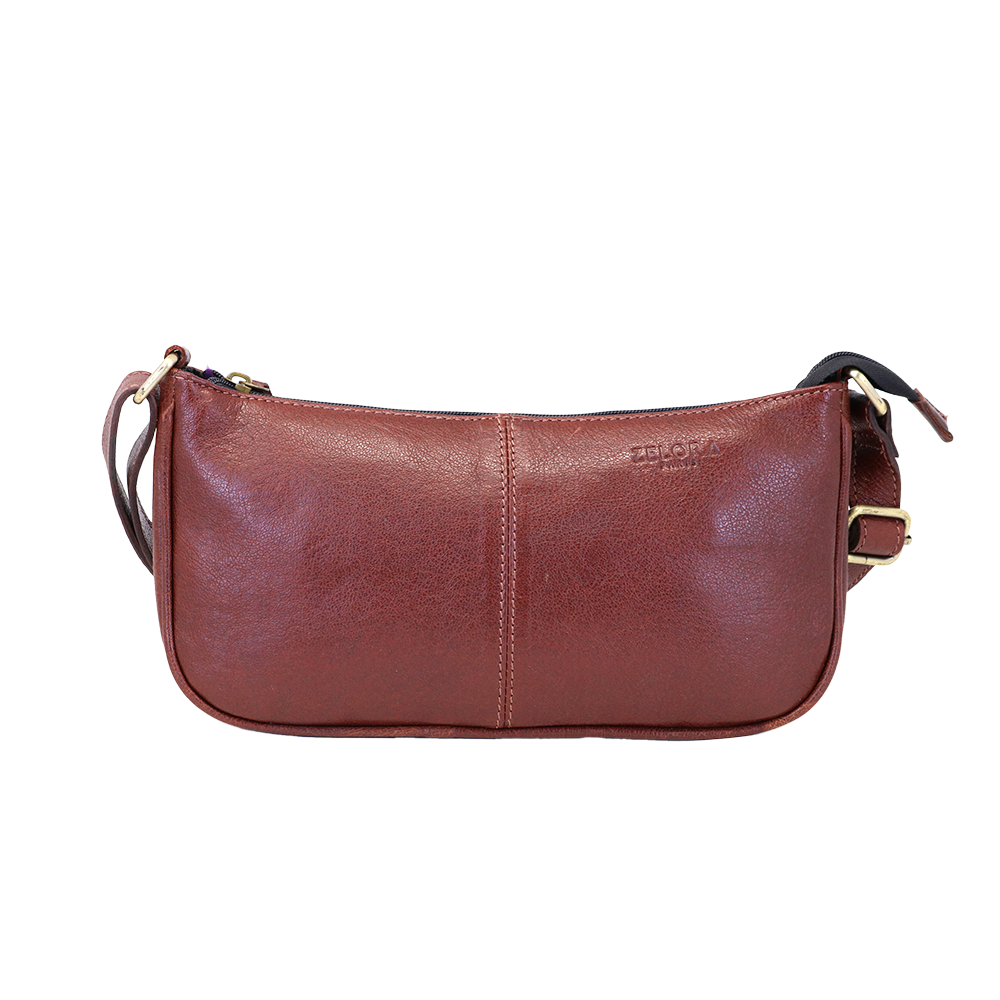 Genuine Leather Ladies Sling Bag - Bergundi