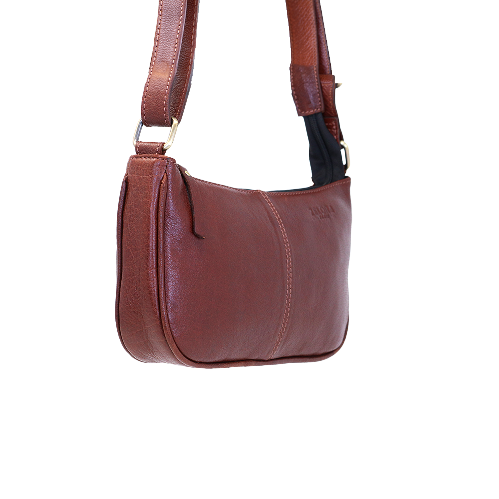 Genuine Leather Ladies Sling Bag - Bergundi