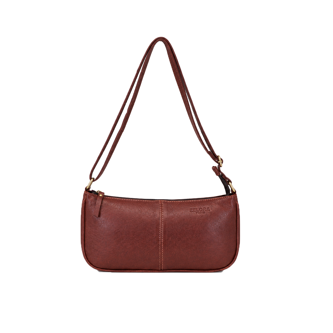 Genuine Leather Ladies Sling Bag - Bergundi