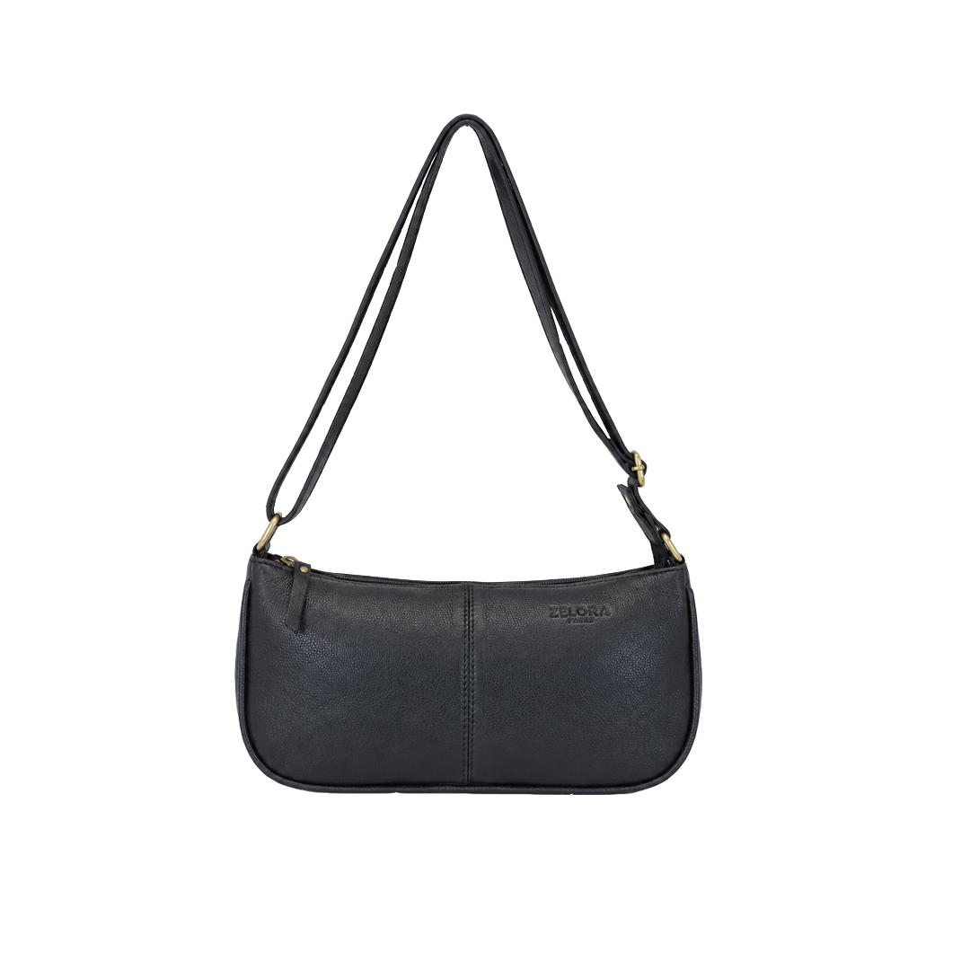 Genuine Leather Ladies Sling Bag – Black