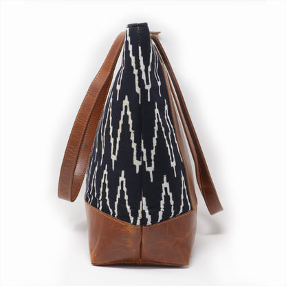 Zelora Paris Kalamkari Leather Tote Bag for Women