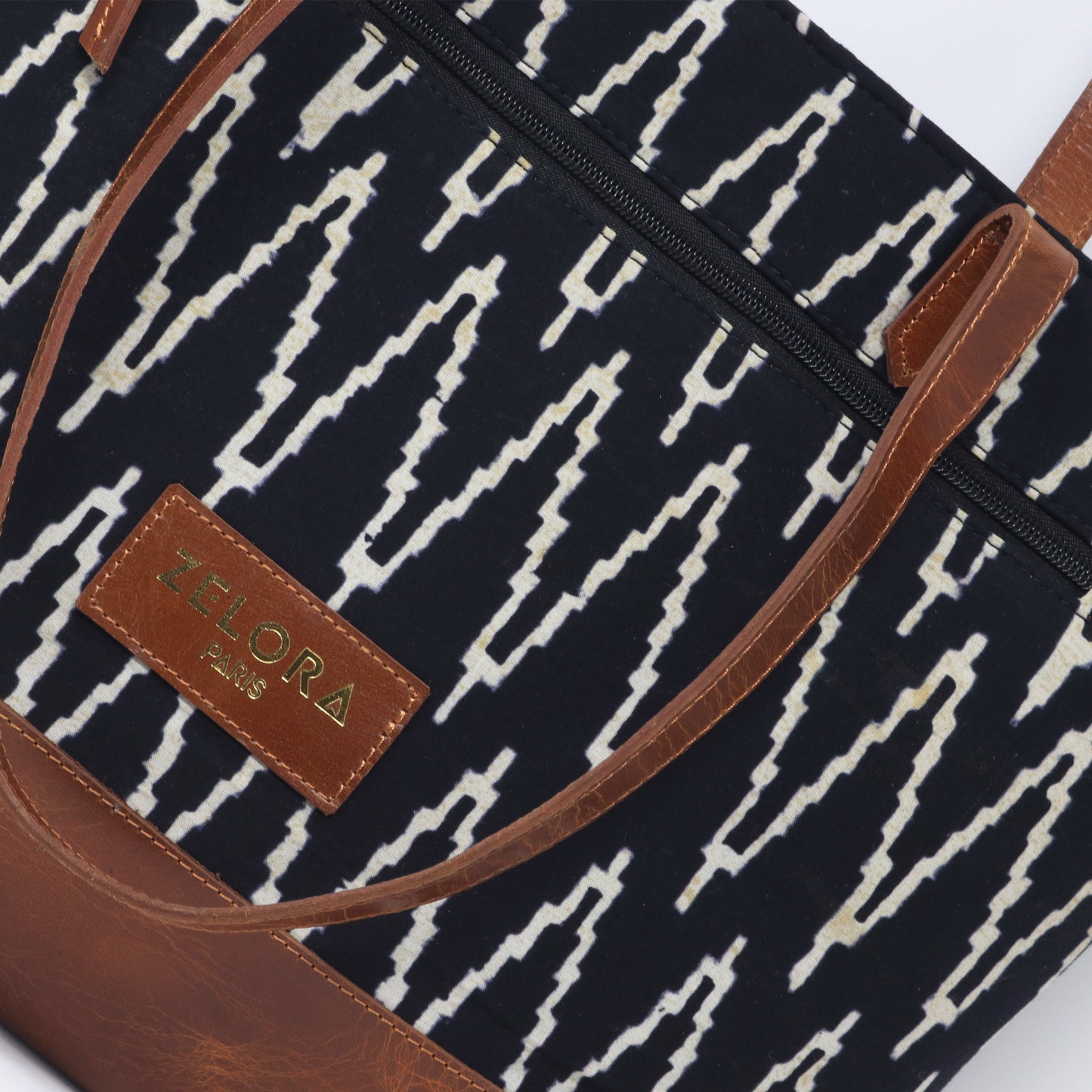 Zelora Paris Kalamkari Leather Tote Bag for Women