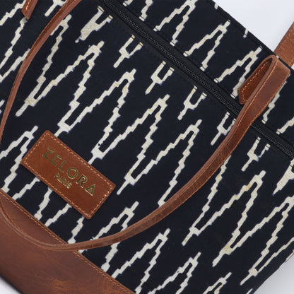 Zelora Paris Kalamkari Leather Tote Bag for Women