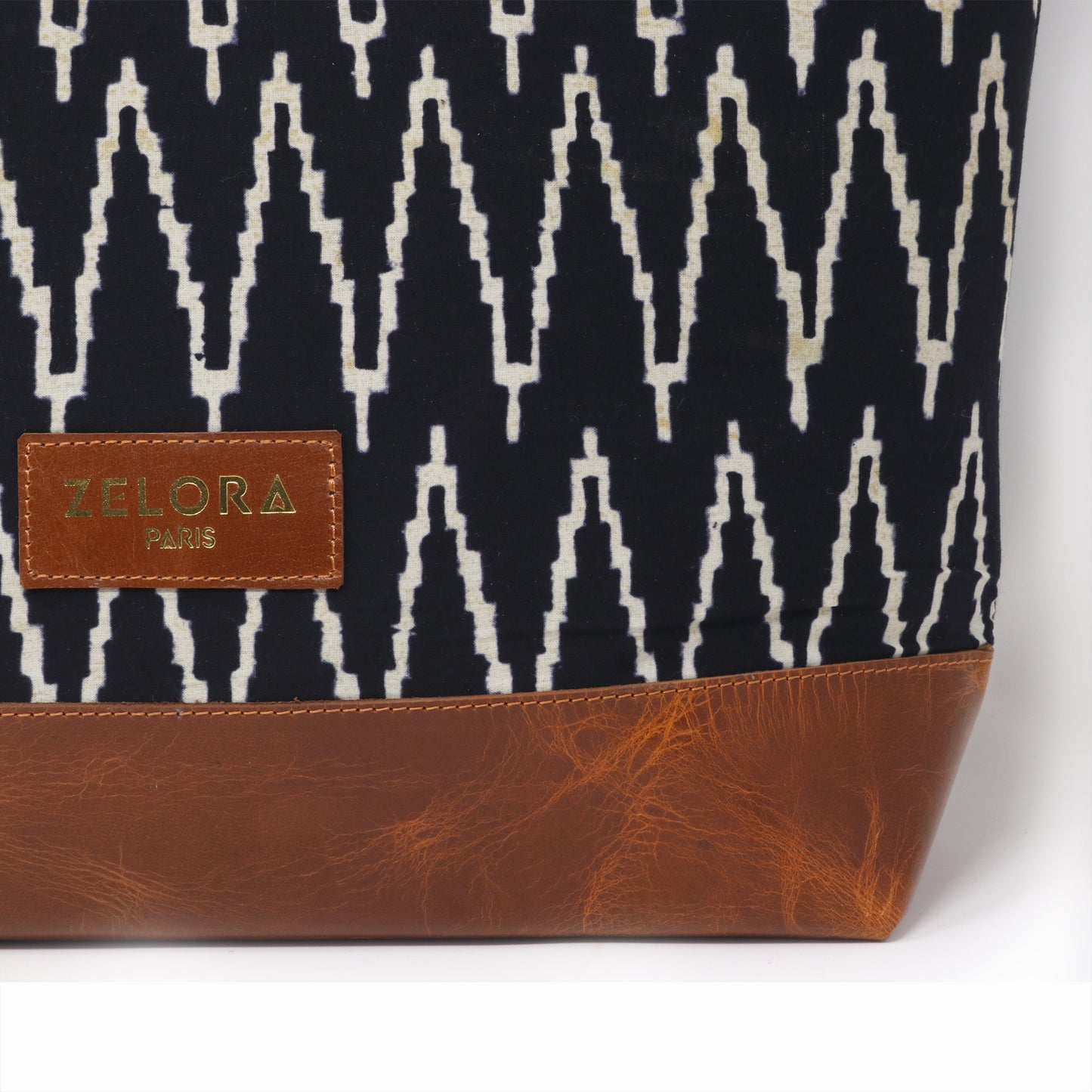 Zelora Paris Kalamkari Leather Tote Bag for Women