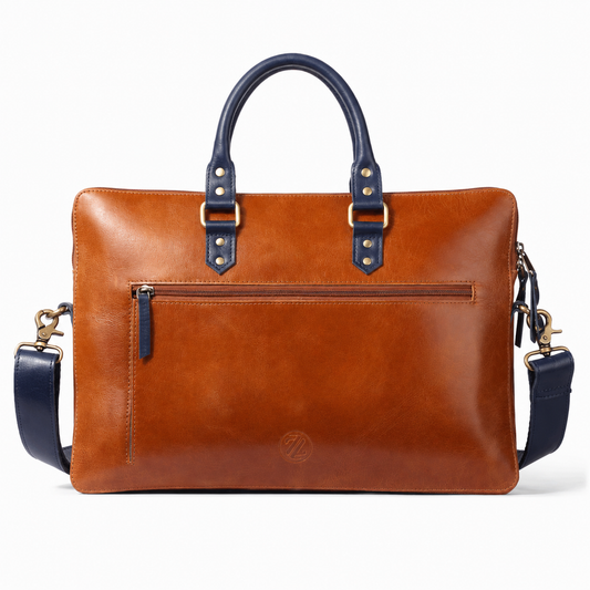 Luxury Full Grain Leather Laptop Bag-Tan