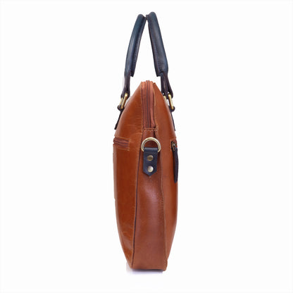 Luxury Full Grain Leather Laptop Bag-Tan