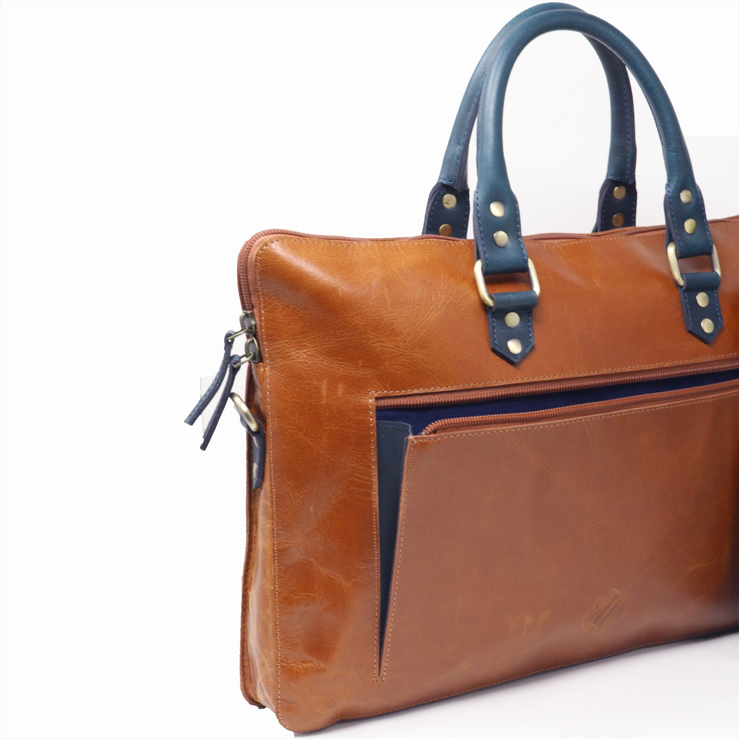 Luxury Full Grain Leather Laptop Bag-Tan