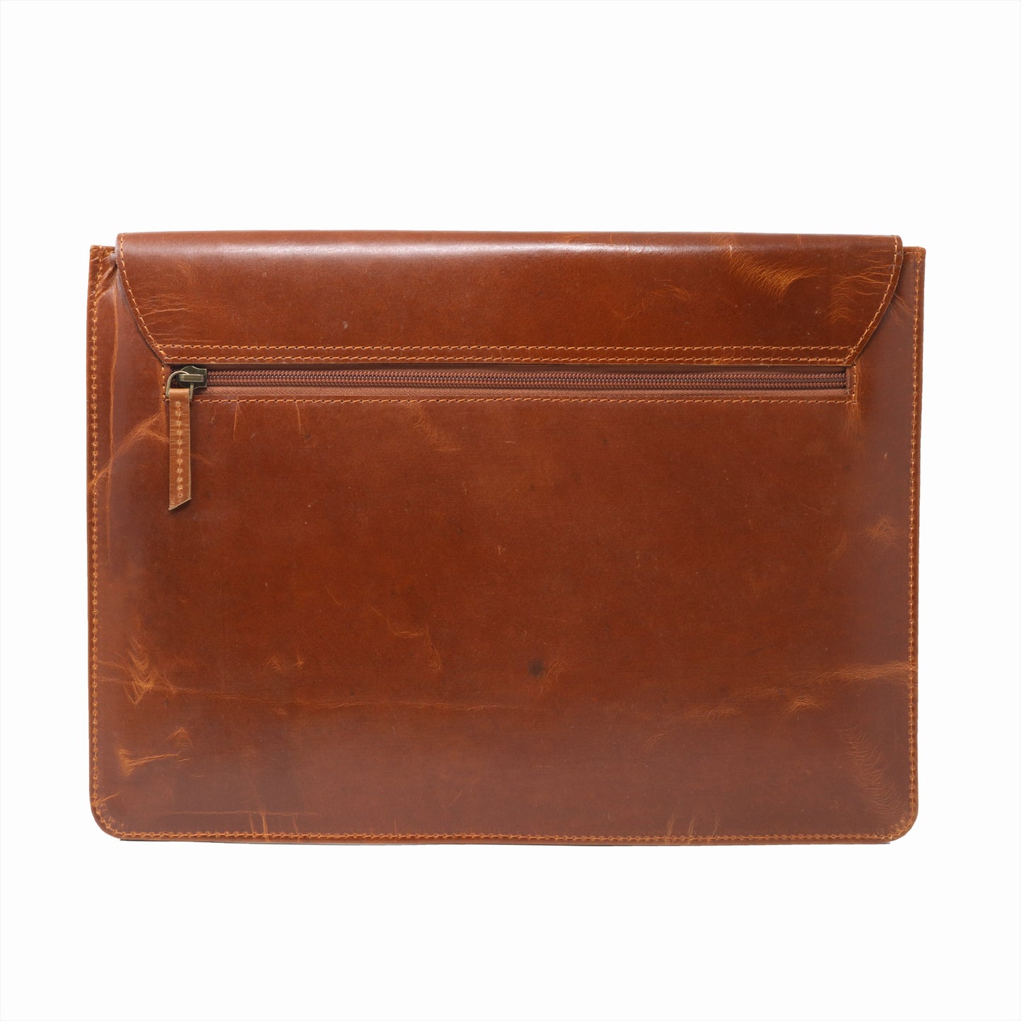 ZELORA PARIS Classic Professional Leather Laptop Sleeve-Tan