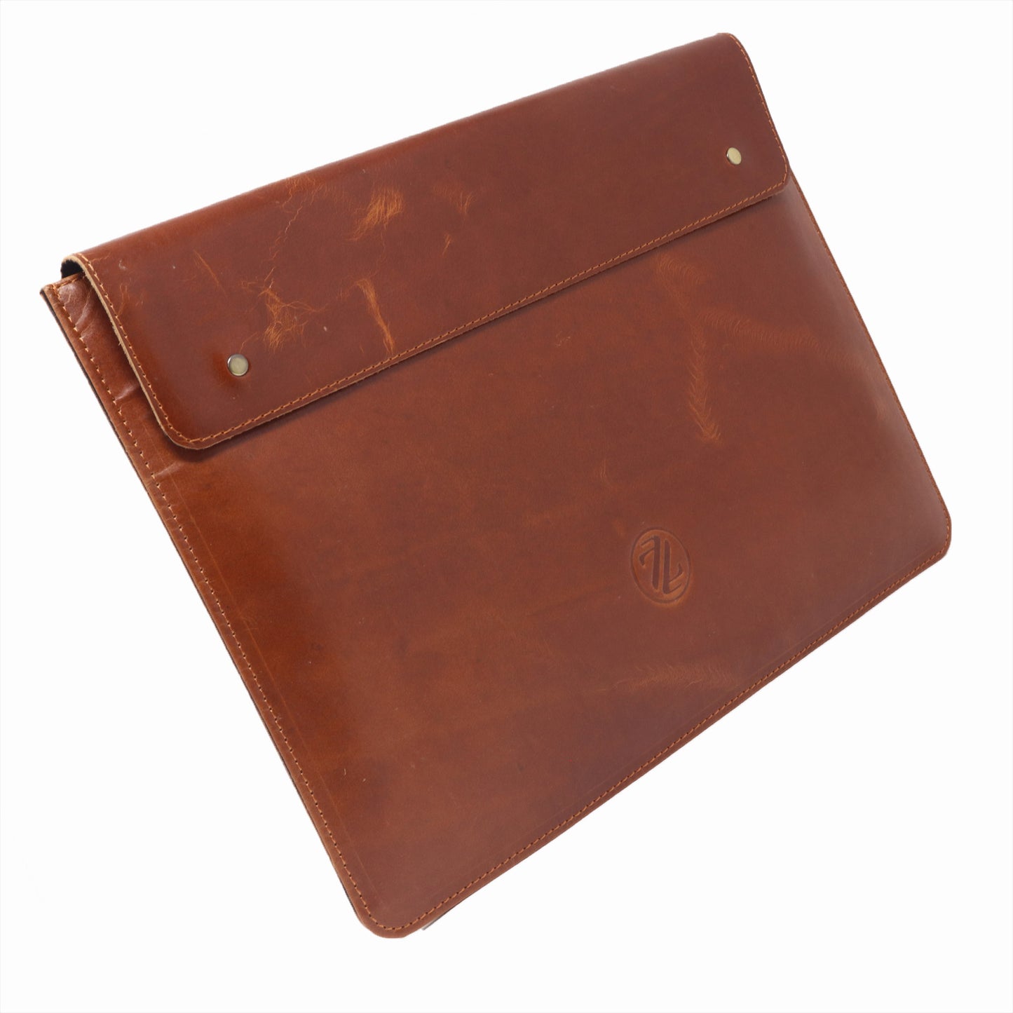 ZELORA PARIS Classic Professional Leather Laptop Sleeve-Tan