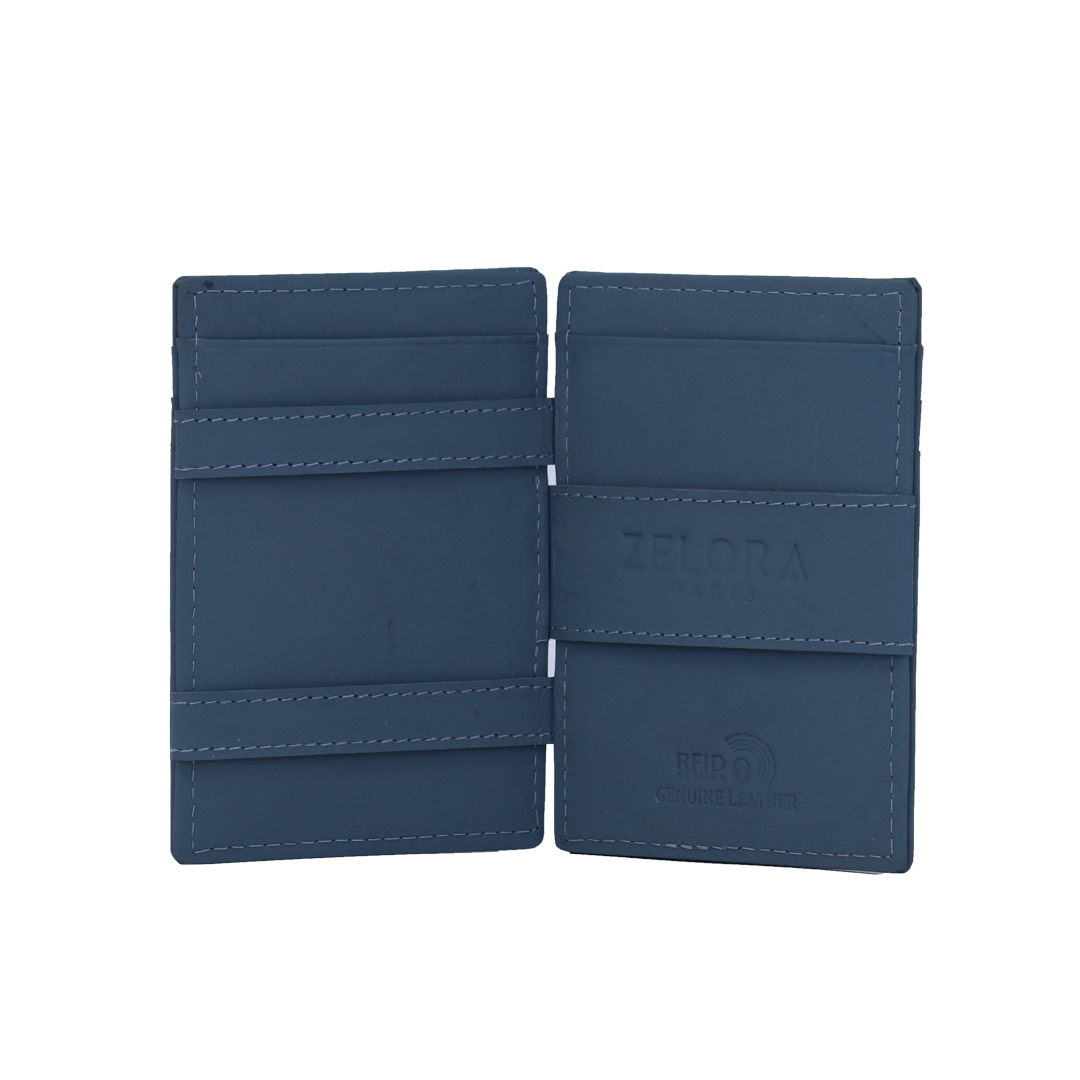 Genuine Leather Magic Wallet with RFID Protection-Blue