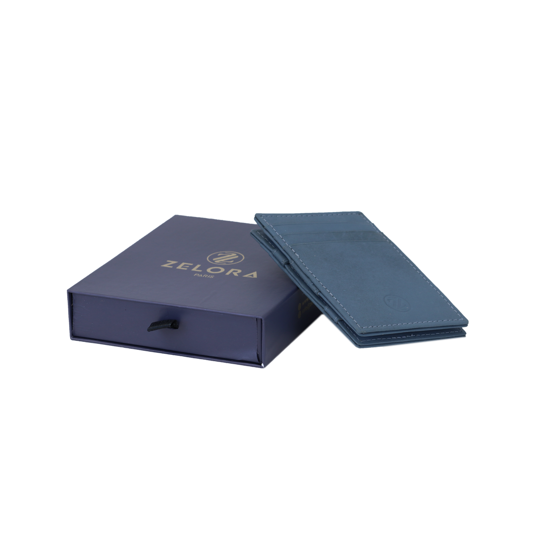 Genuine Leather Magic Wallet with RFID Protection-Blue