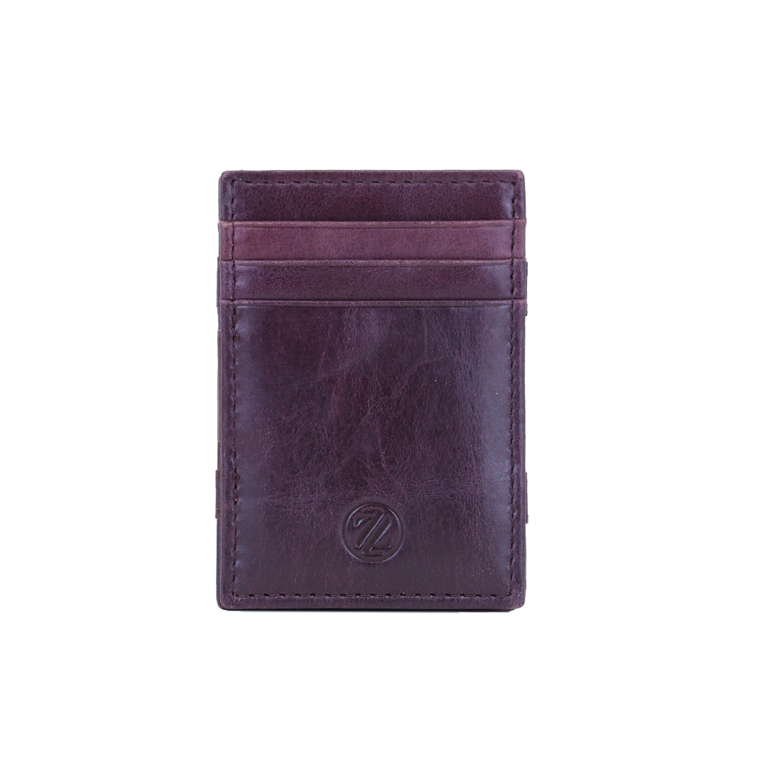 Genuine Leather Magic Wallet with RFID Protection- Bergundi
