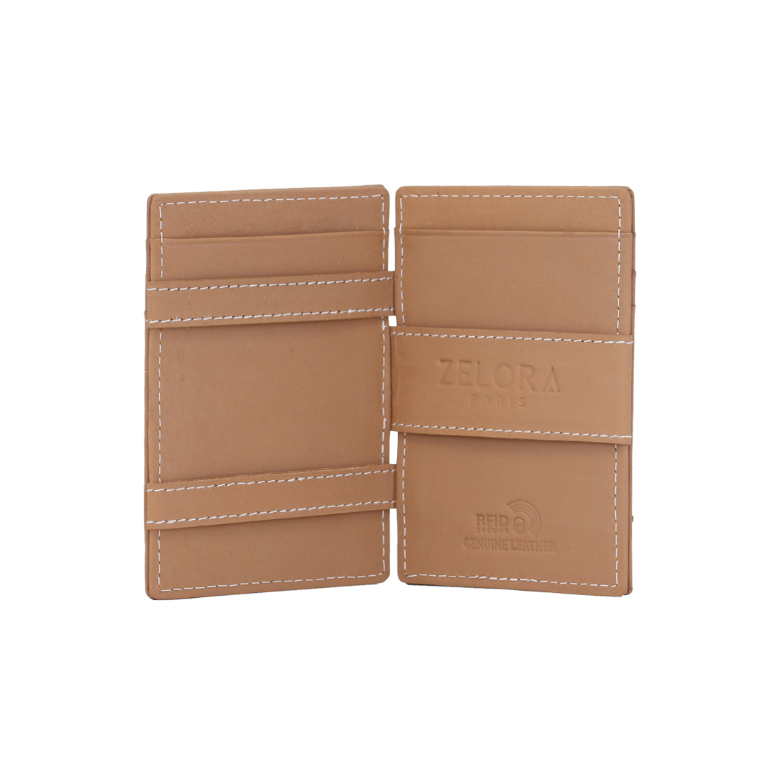 Genuine Leather Magic Wallet with RFID Protection-Cognac Tan
