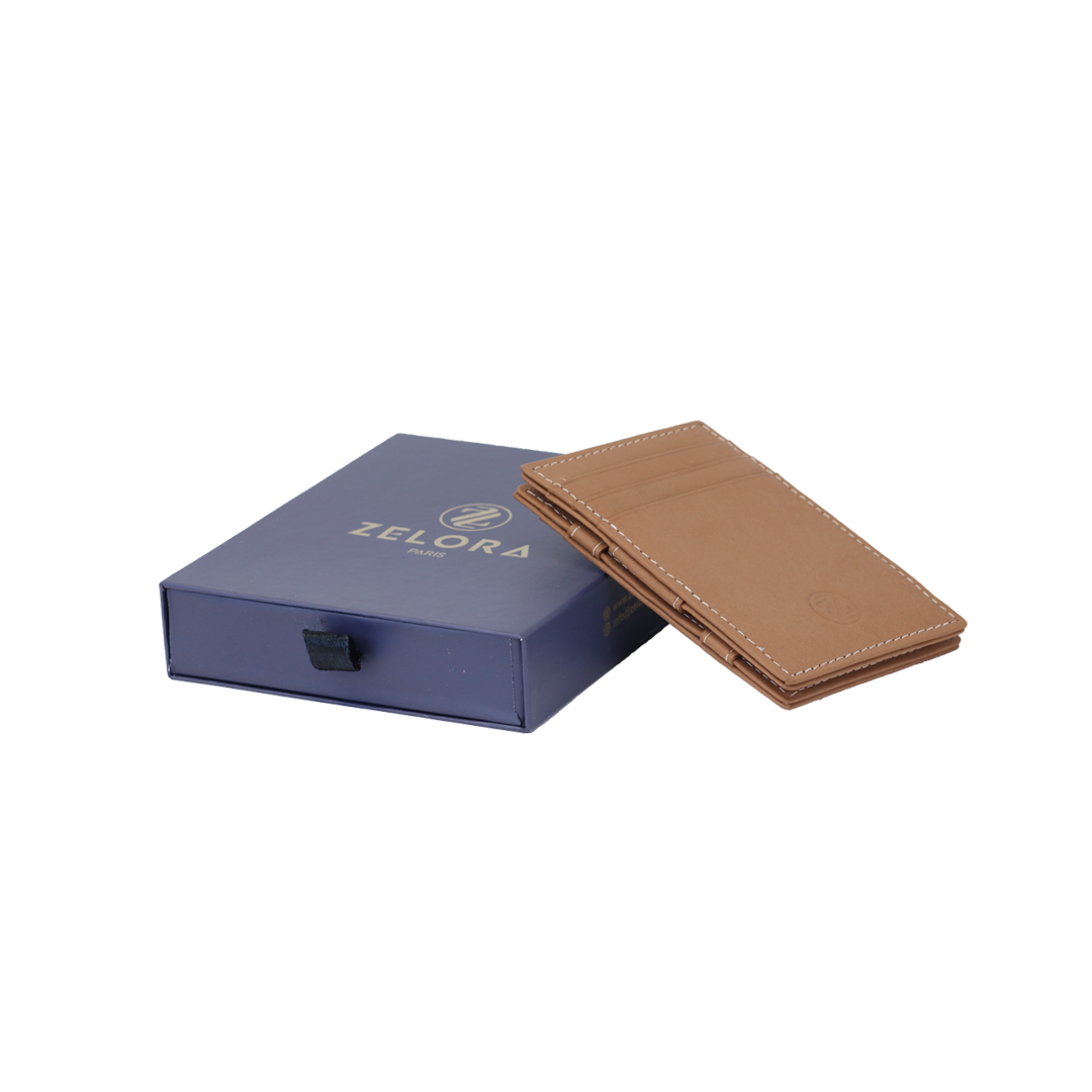 Genuine Leather Magic Wallet with RFID Protection-Cognac Tan
