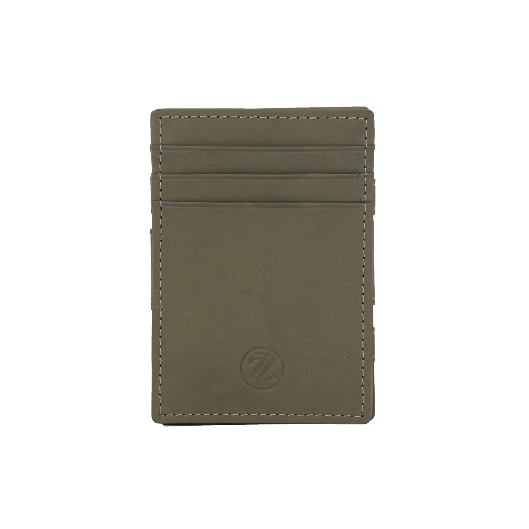 Genuine Leather Magic Wallet with RFID Protection-Olive Green