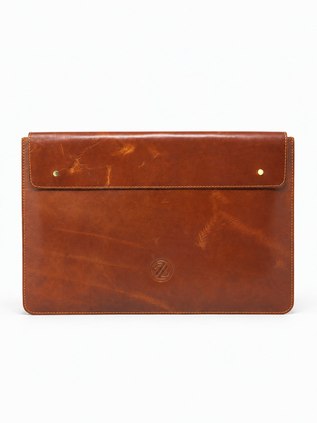 Zelora Paris Classic Professional Leather Laptop Sleeve-Tan