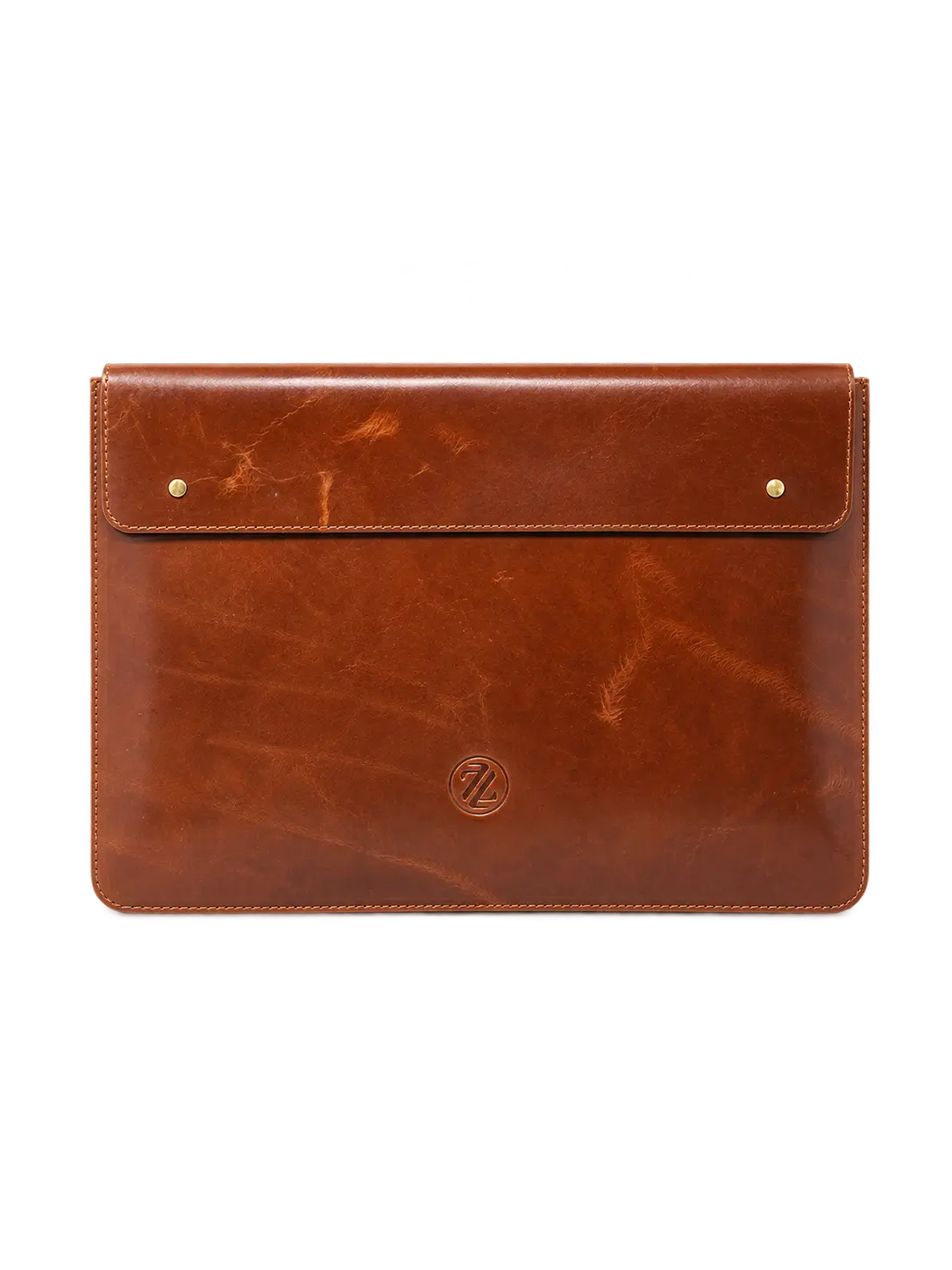 Zelora Paris Classic Professional Leather Laptop Sleeve-Tan