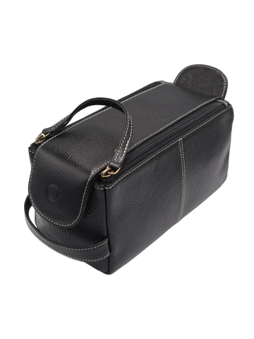 Genuine Leather mens Toiletry Bag-Black