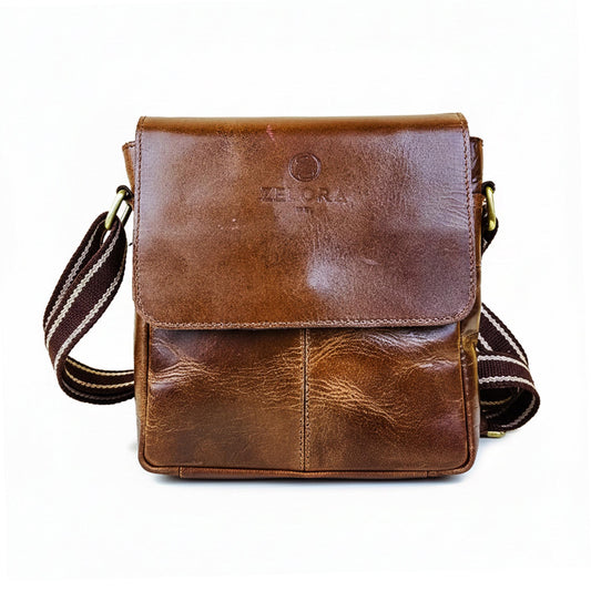 Zelora Paris Men’s Small Cross-Body Bag-Tan