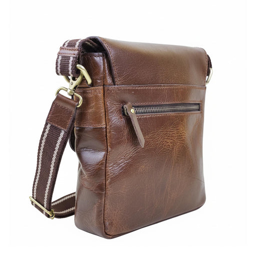 Zelora Paris Men’s Small Cross-Body Bag-Tan