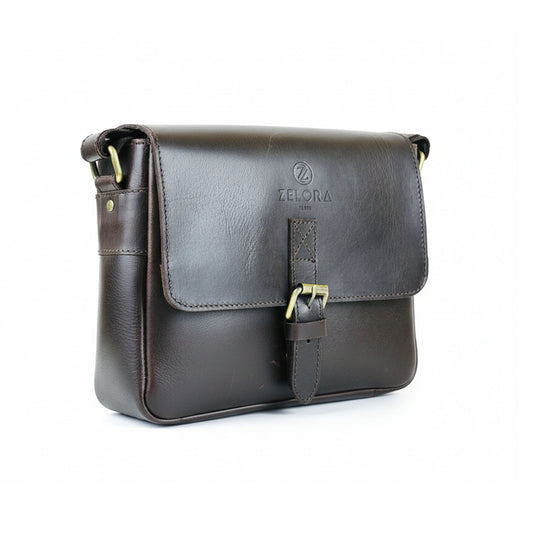 Zelora Paris Unisex Cross-Body Bag - Coffie Brown