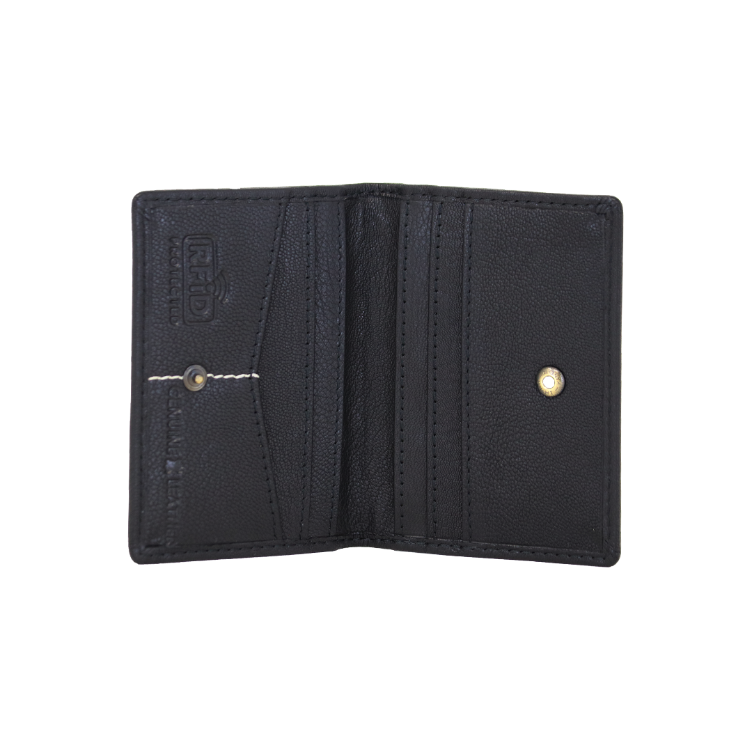 Genuine Leather RFID-Protected Card Holder-Black