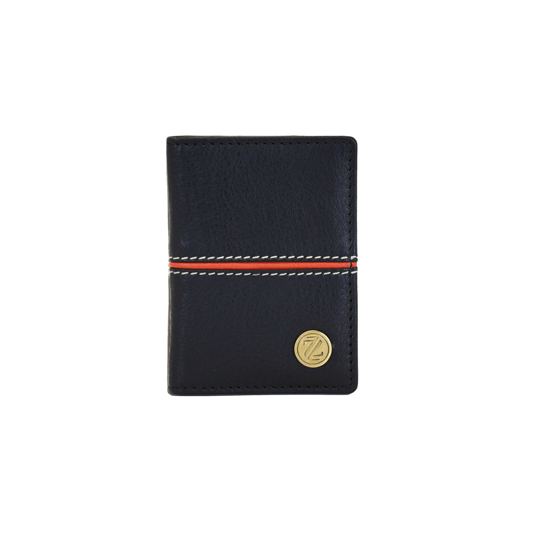 Genuine Leather RFID Protected Card Holder- black