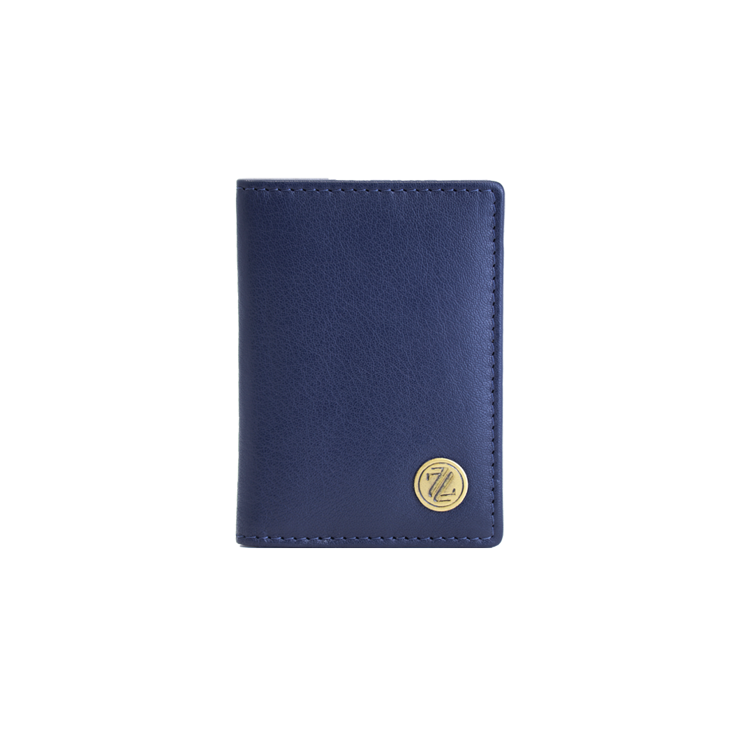 Genuine Leather RFID-Protected Card Holder-Blue