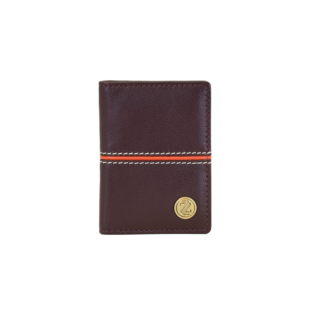 Genuine Leather RFID Protected Card Holder- Brown
