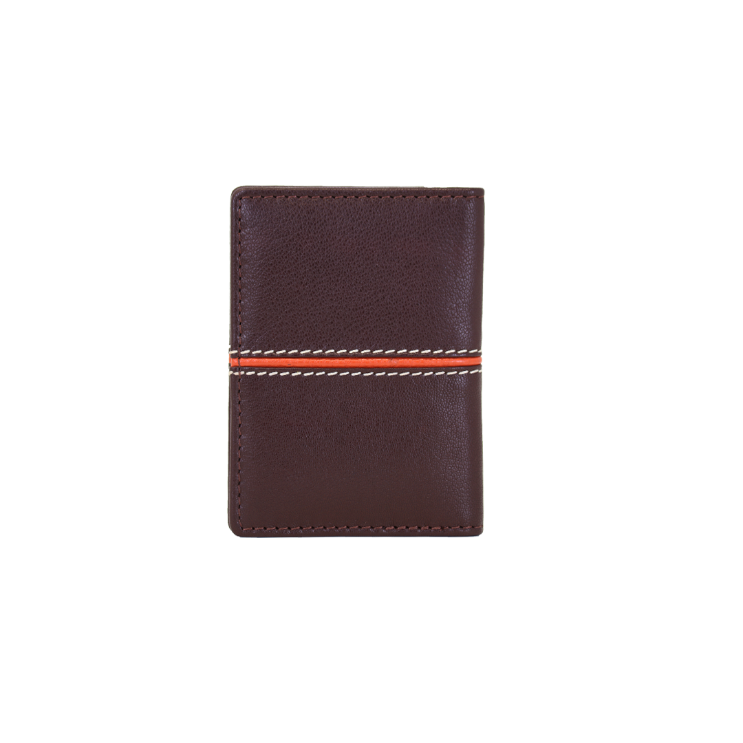Genuine Leather RFID Protected Card Holder- Brown