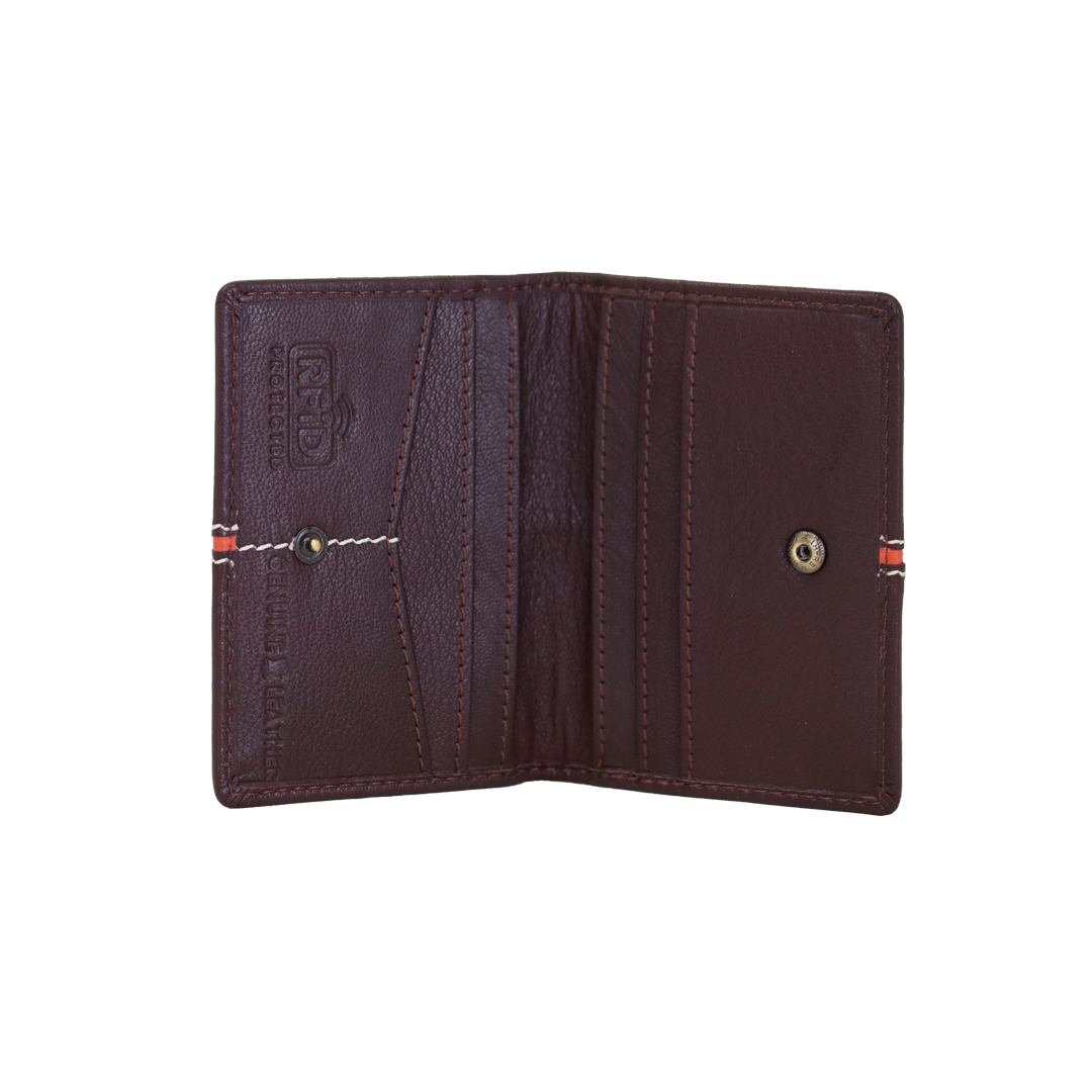 Genuine Leather RFID Protected Card Holder- Brown
