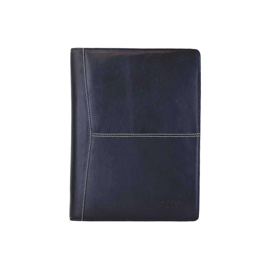 Genuine Leather File Organizer for Unisex - Black