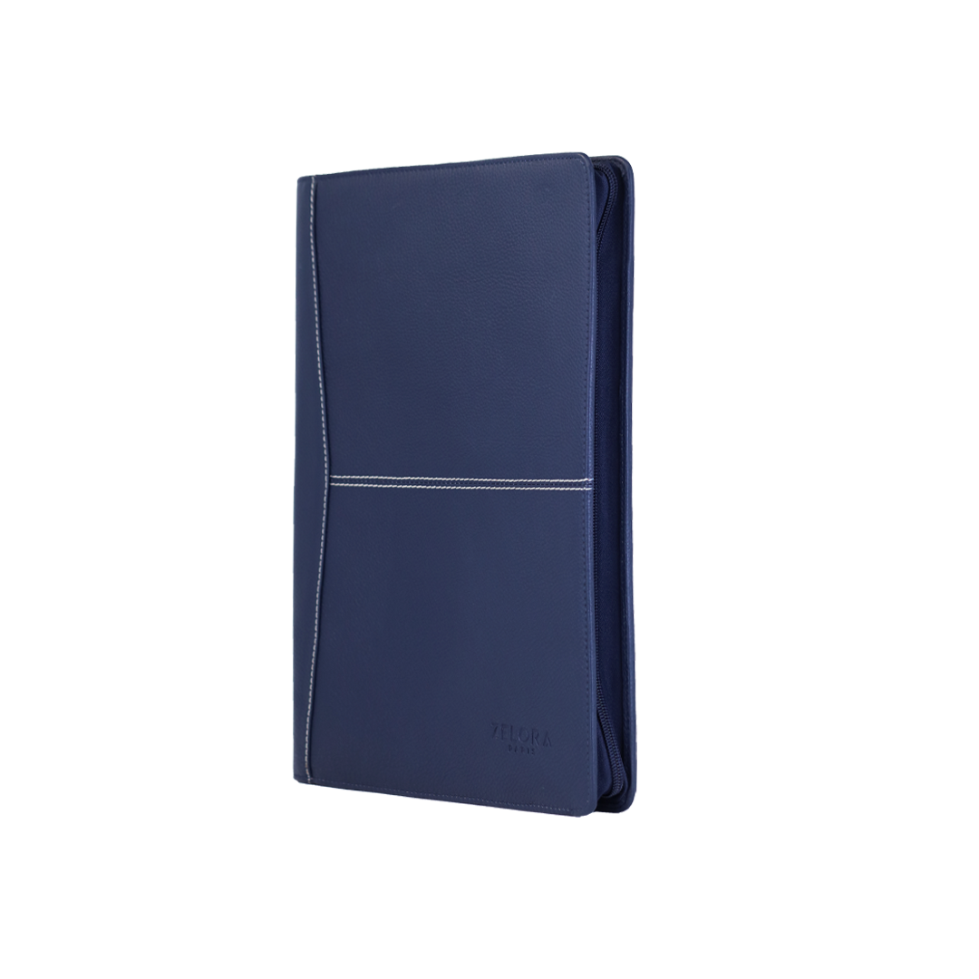 Genuine Leather File Organizer for Unisex - Blue