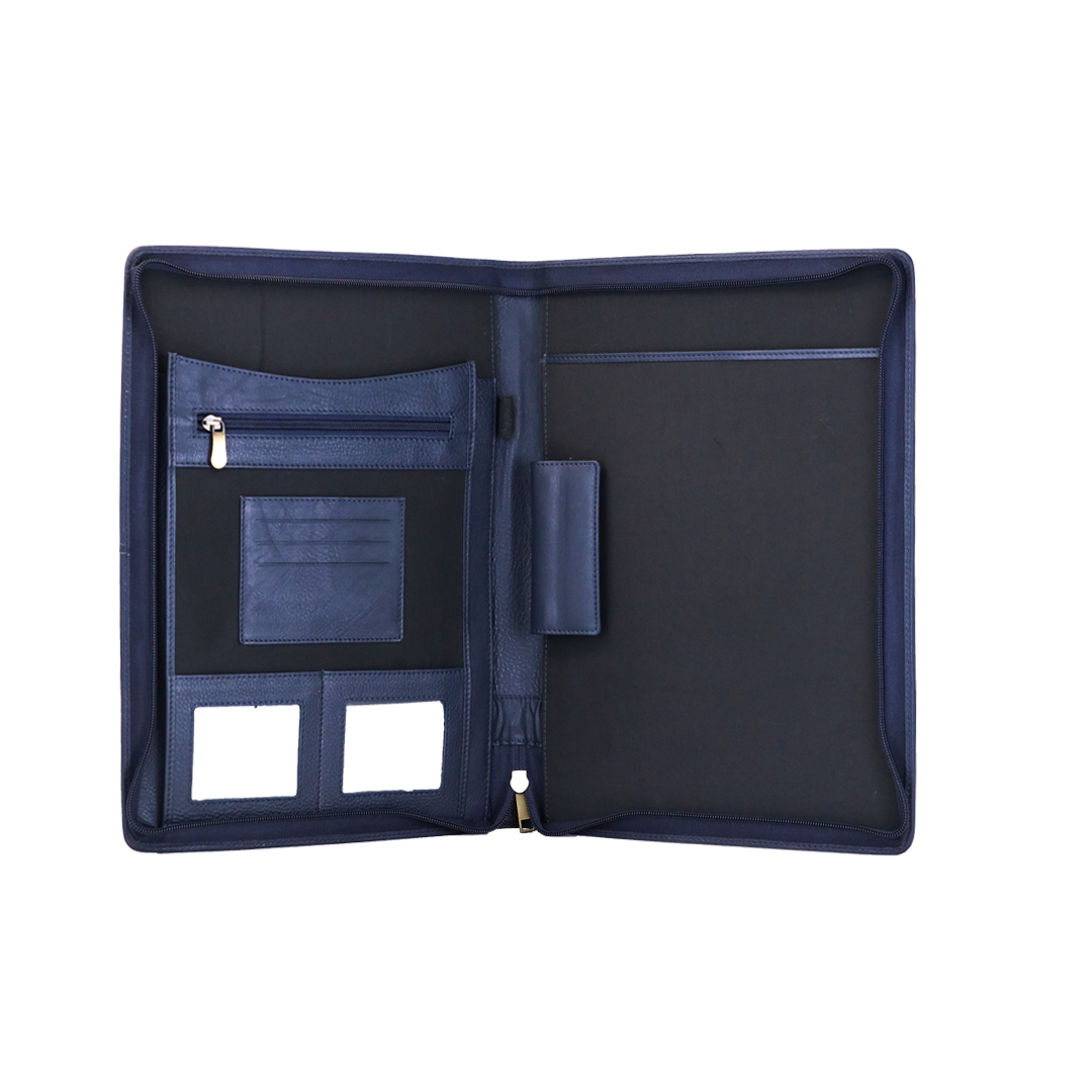 Genuine Leather File Organizer for Unisex - Blue