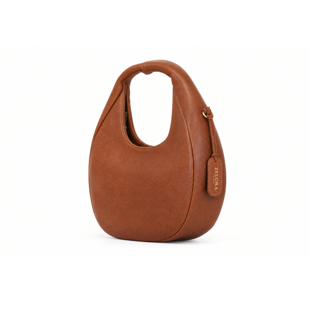 Premium Full-Grain Leather ladies Hobo Bag-Tan