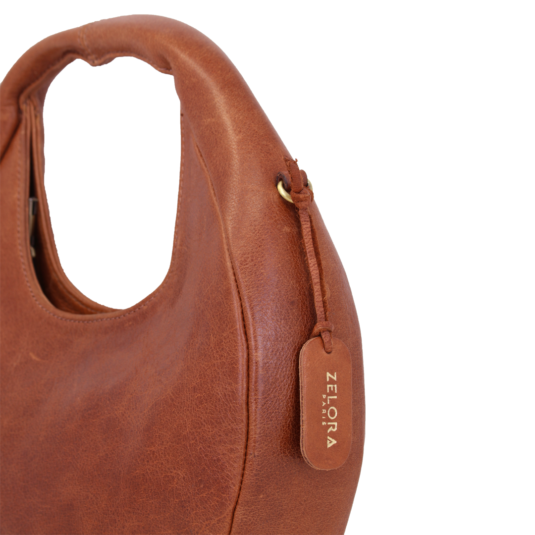 Premium Full-Grain Leather ladies Hobo Bag-Tan