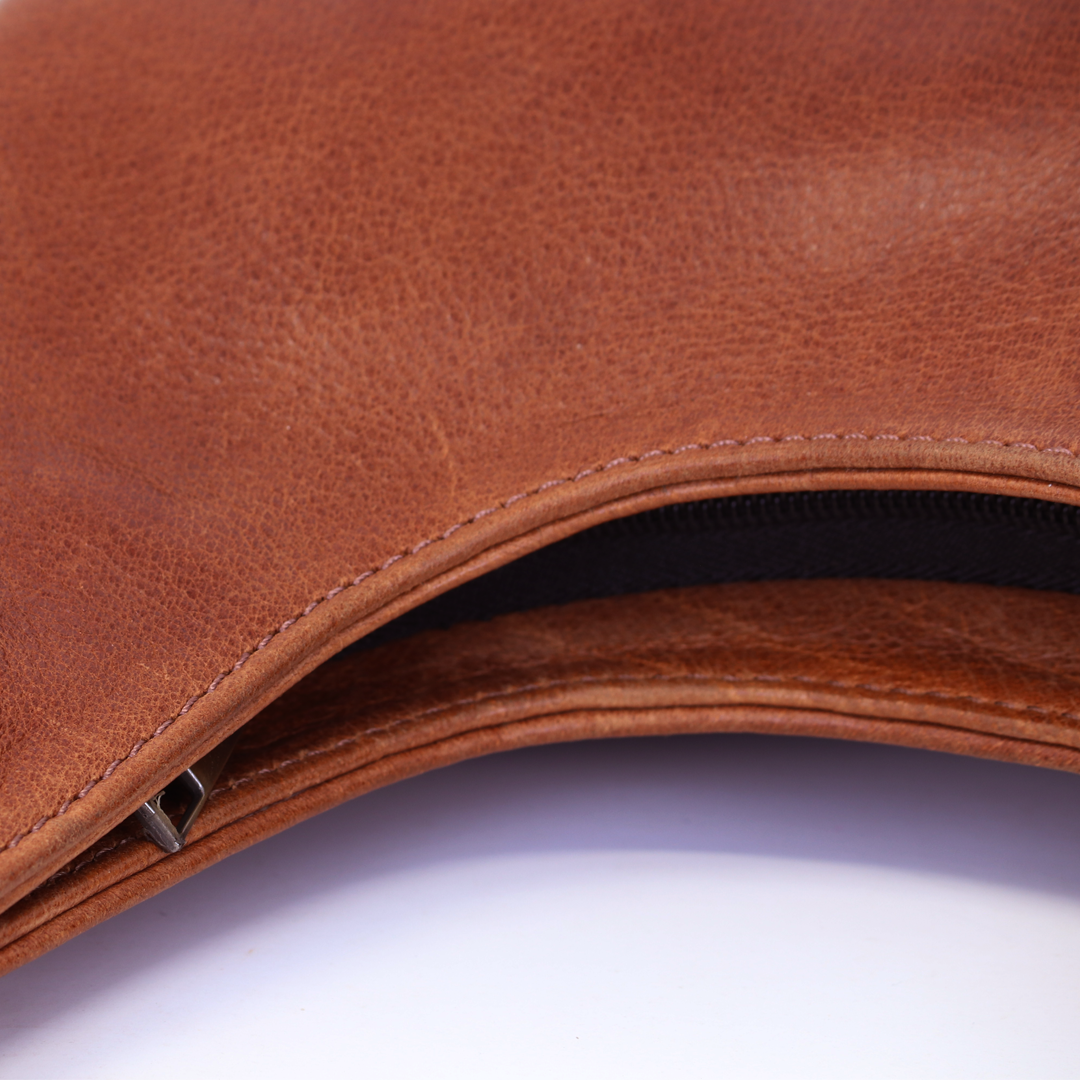 Premium Full-Grain Leather ladies Hobo Bag-Tan