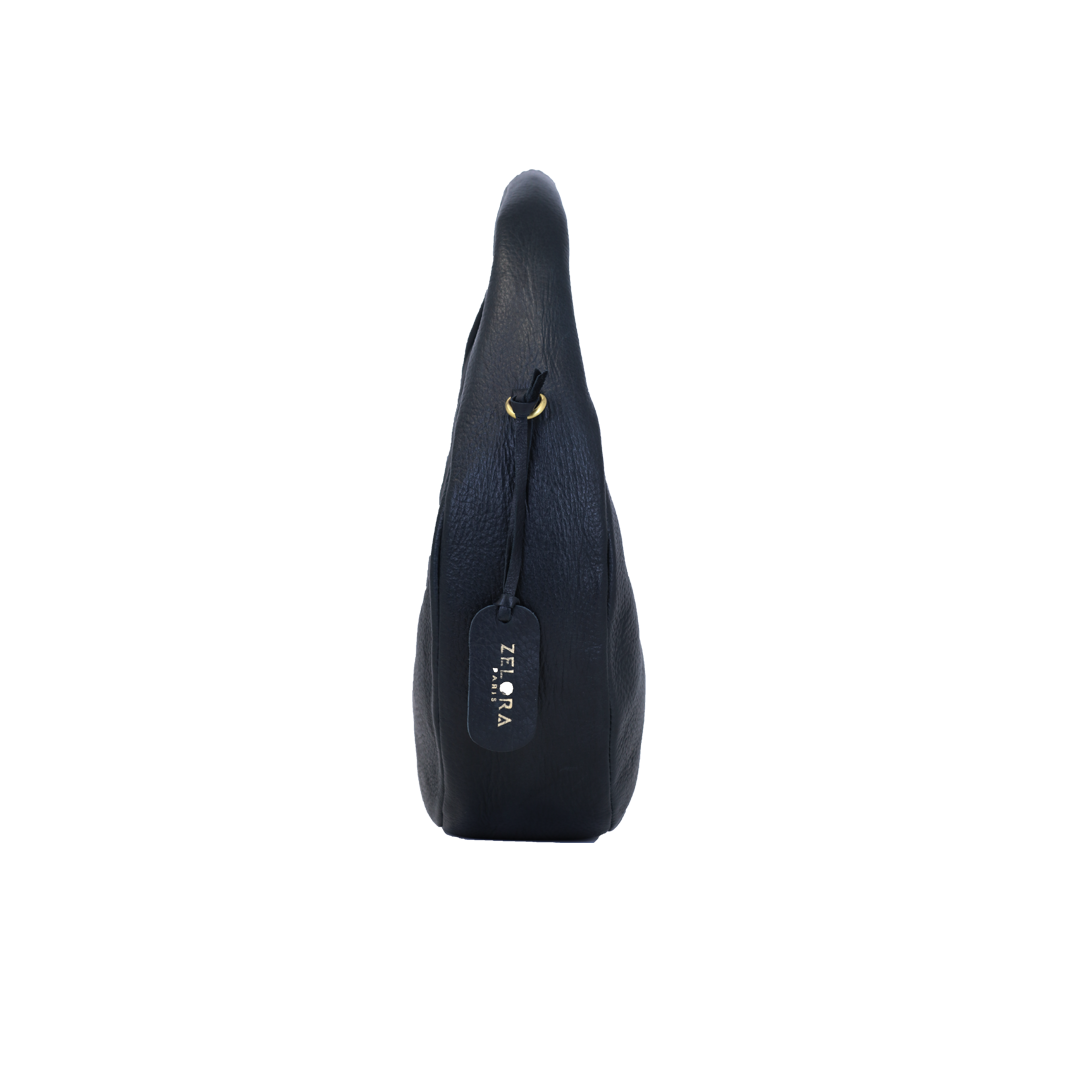Premium Full-Grain Leather Ladies Hobo Bag - Black