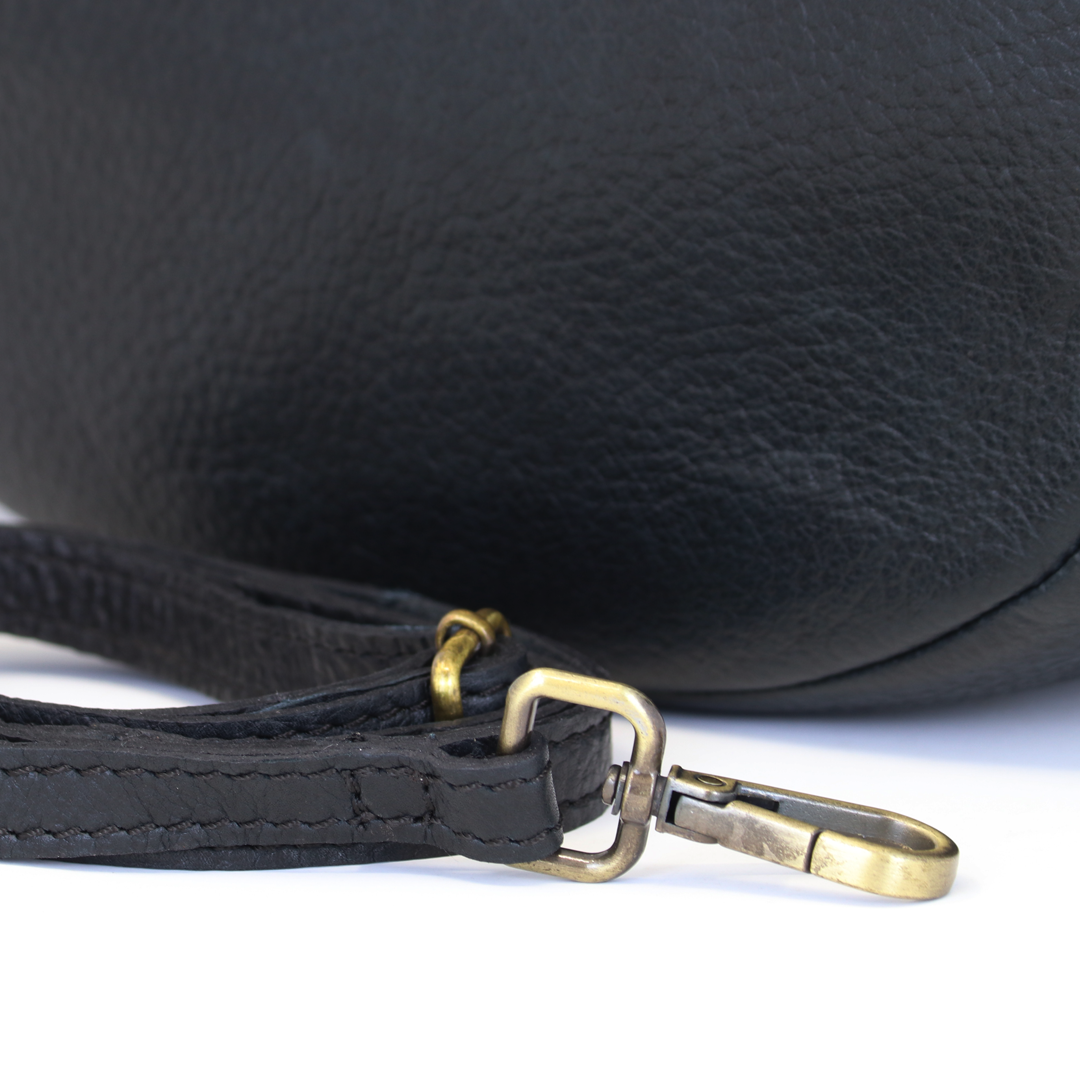 Premium Full-Grain Leather Ladies Hobo Bag - Black