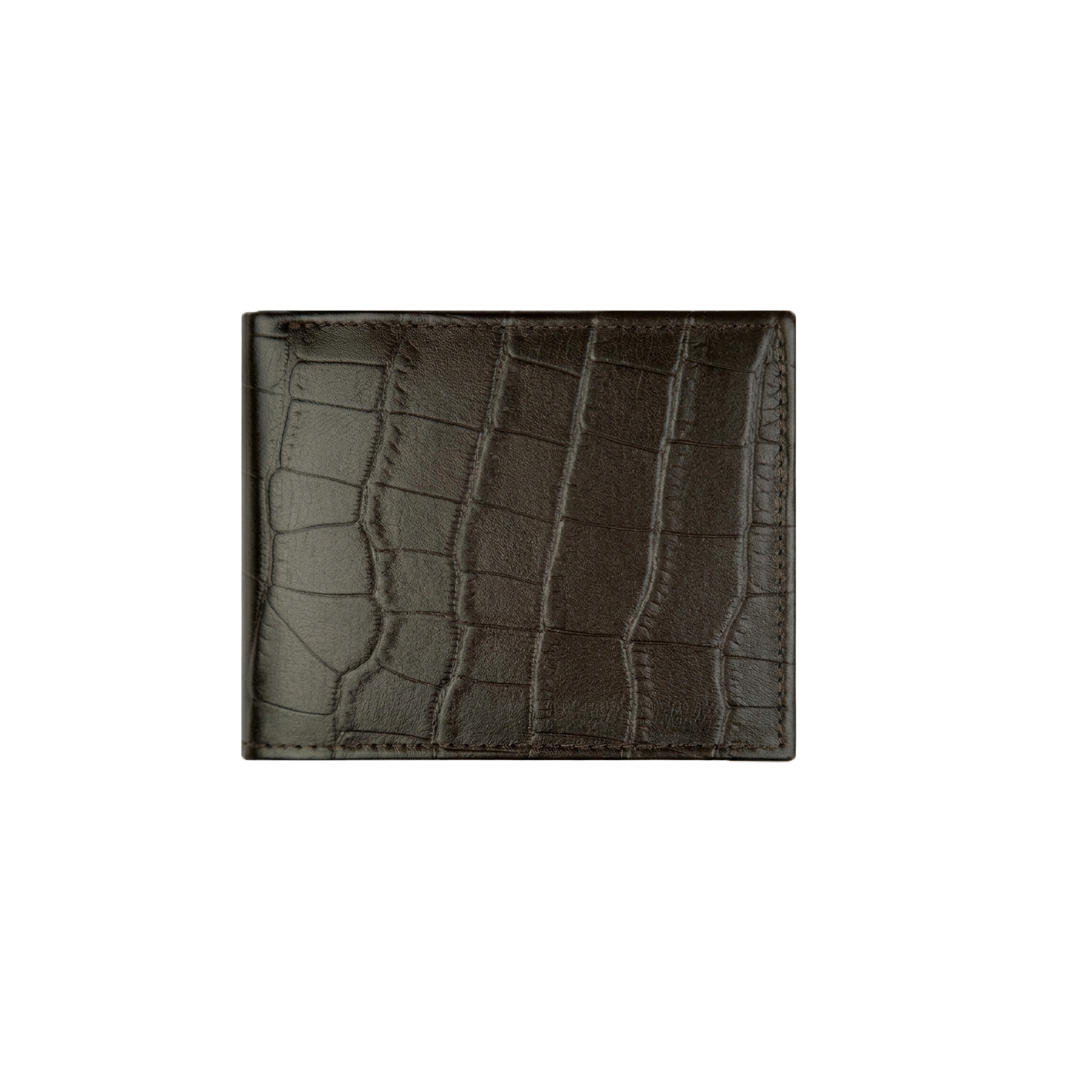 Mens Croco Brown Leather Wallet