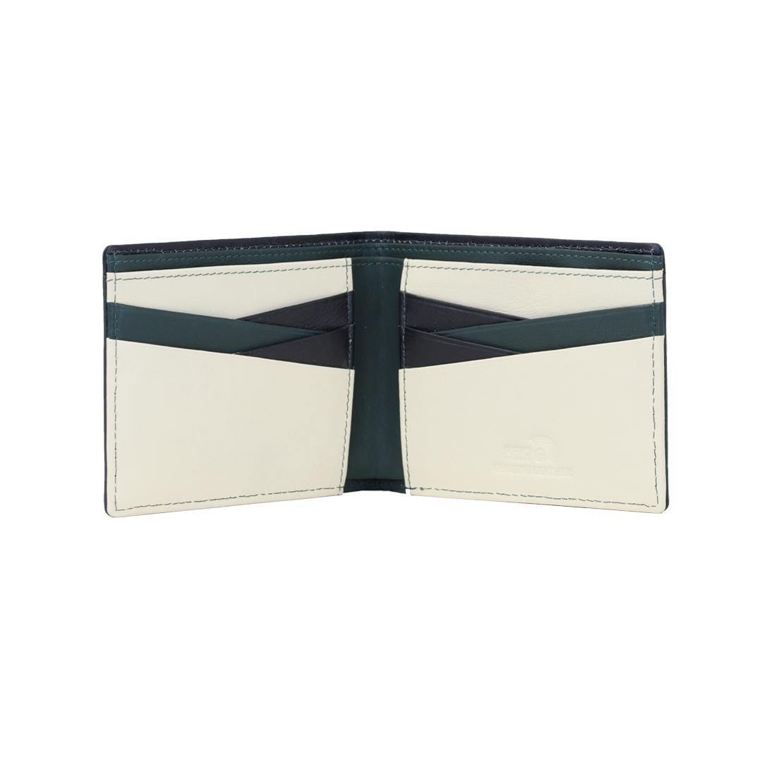 Mens Tri Colour Leather Wallet – Green