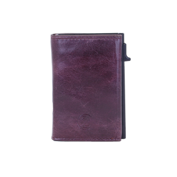 Genuine Leather Popup Wallet with RFID Protection-Burgundy
